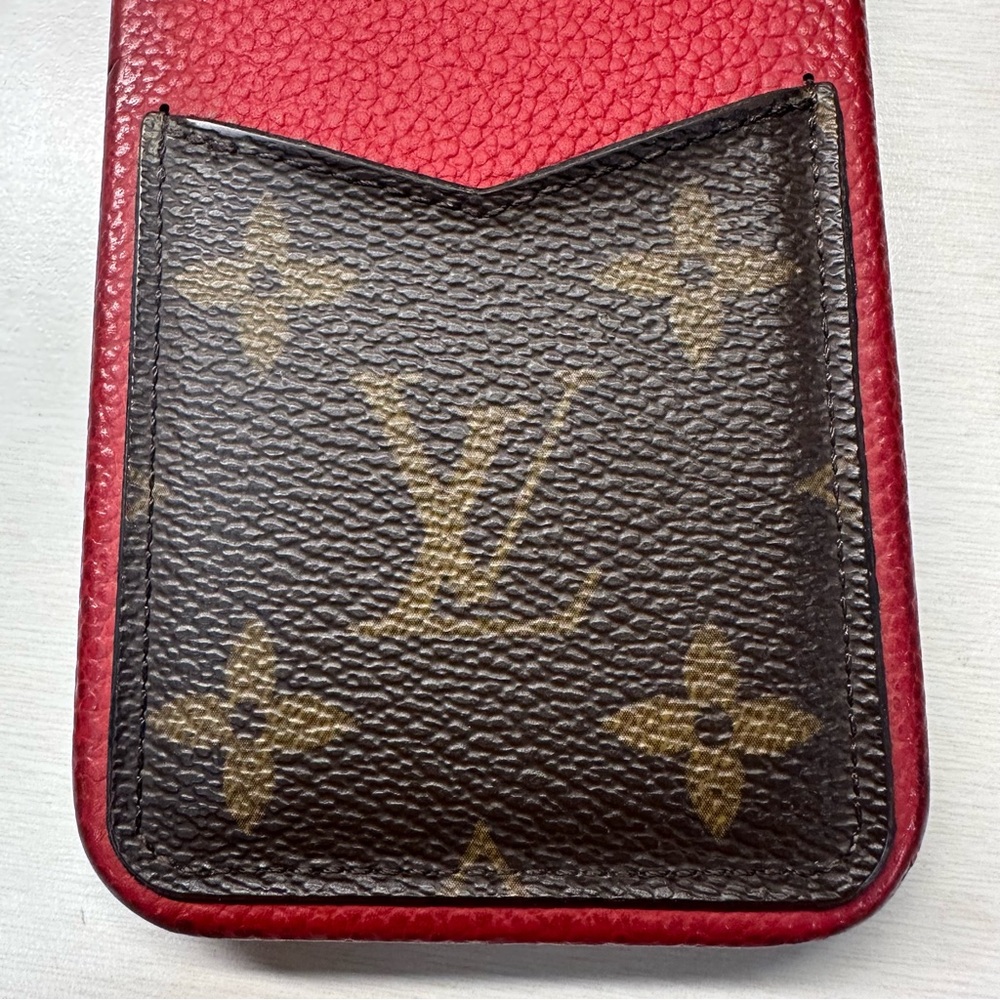 Louis Vuitton Red Leather iPhone Case with Monogram Card Pocket - Picture 2 of 11